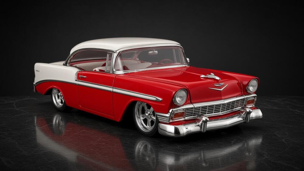 Jada Dub City Oldskool 1956 Chevy Bel Air Red White 1:24 Diecast Car